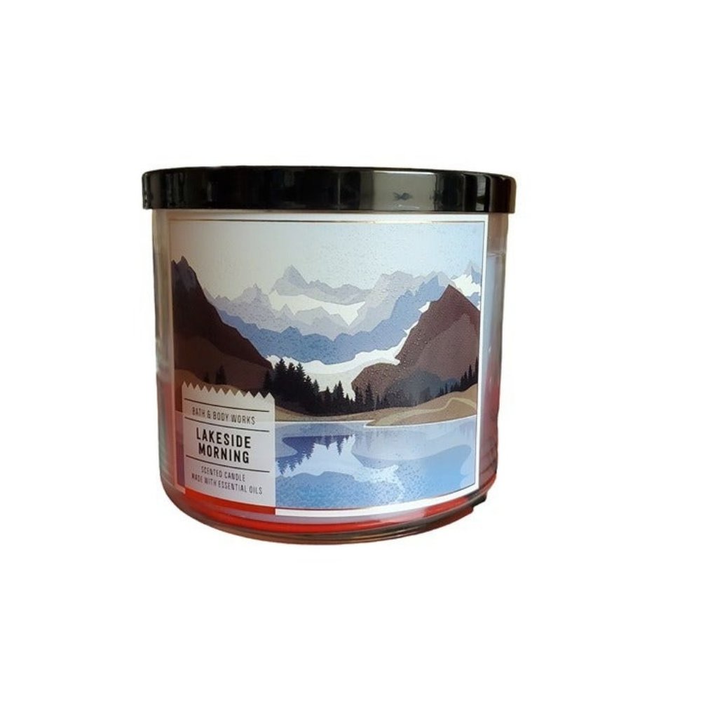Exclusive Bath & Body Works 3 Wick Candle Scent LAKESIDE MORNING, 14.5 OZ